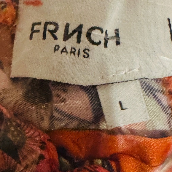 FRNCH Paris Orange Floral Midi Skirt Pockets Made in Italy M-L - Picture 3 of 6
